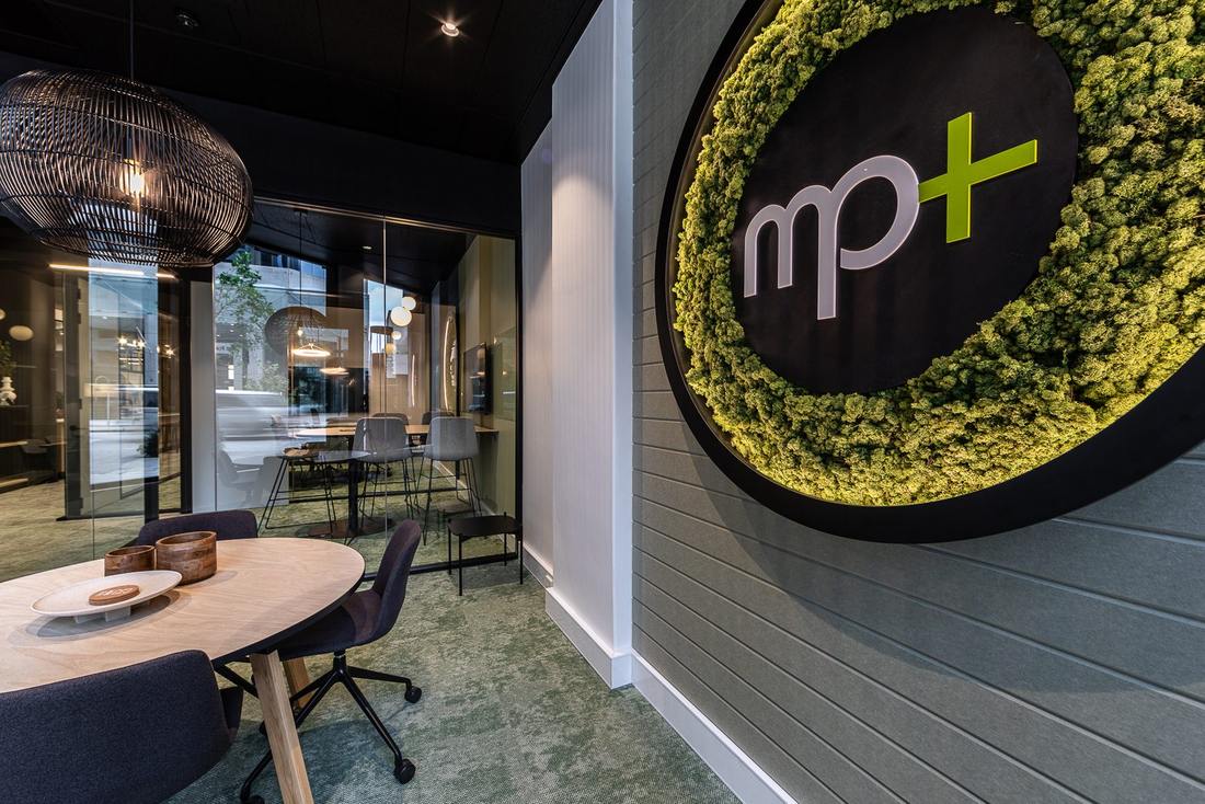 Living moss feature sign in the McKinley Plowman commercial office design, Perth